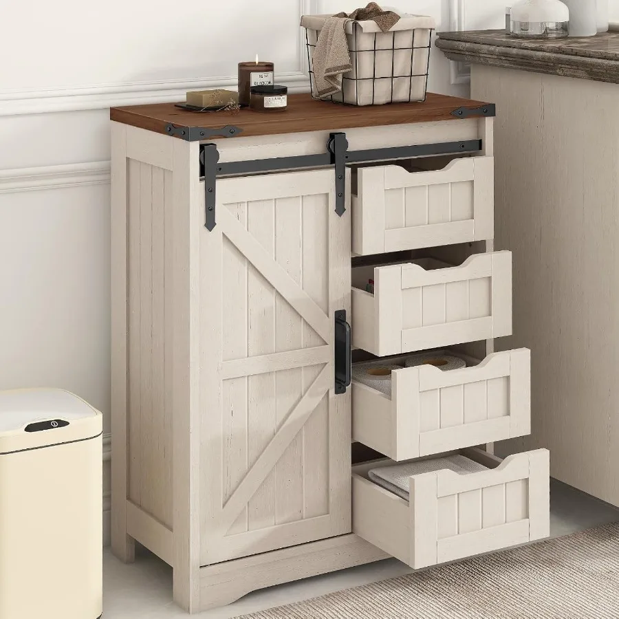 Storage - Farmhouse bathroom storage cabinet with 4