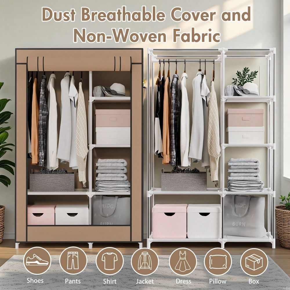 Closet Storage For Hanging Clo - Wardrobe Closet Portable Fabric Cover review and price