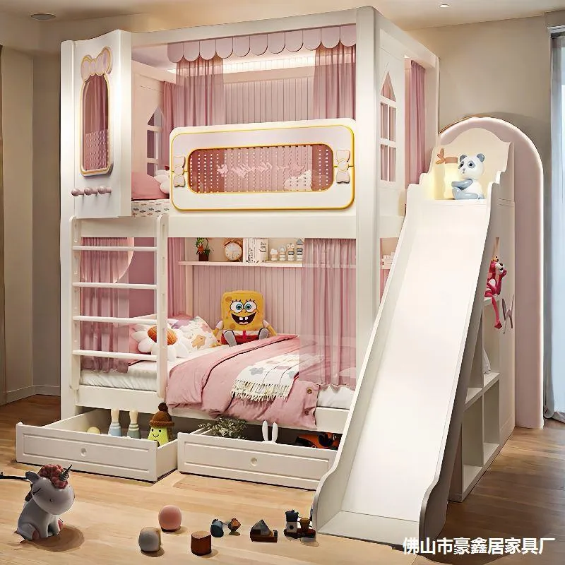 Solid  High and Low Two Layer  - Bunk Bed With Stairs And Slide review and price