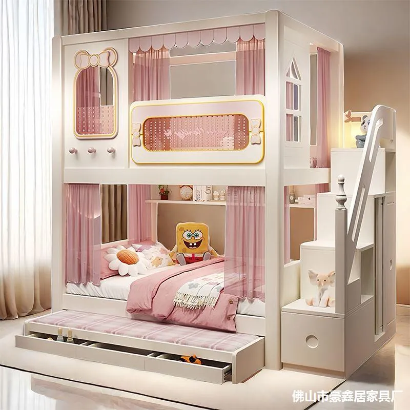 Solid  High and Low Two Layer  - Bunk Bed With Stairs And Slide review and price