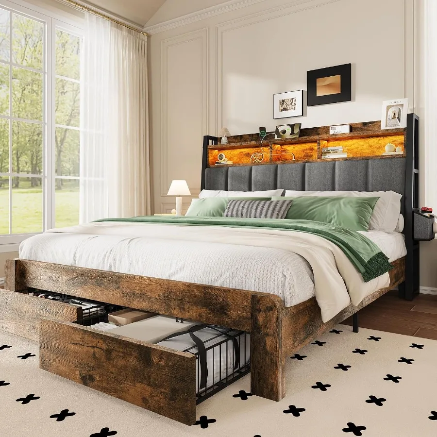 King Size Bed Frame with 2 Sto - King Size Bed Frame With Storage Drawers review and price
