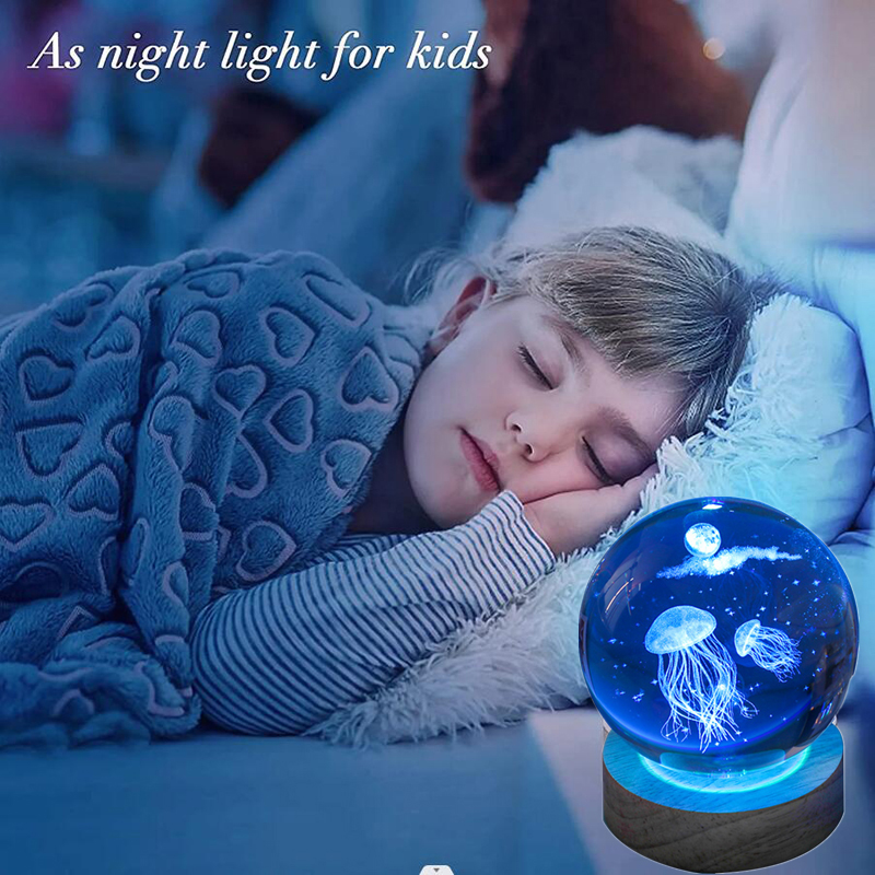 3D Jellyfish Laser engraved cr - Floating Nightstand With Led Light review and price