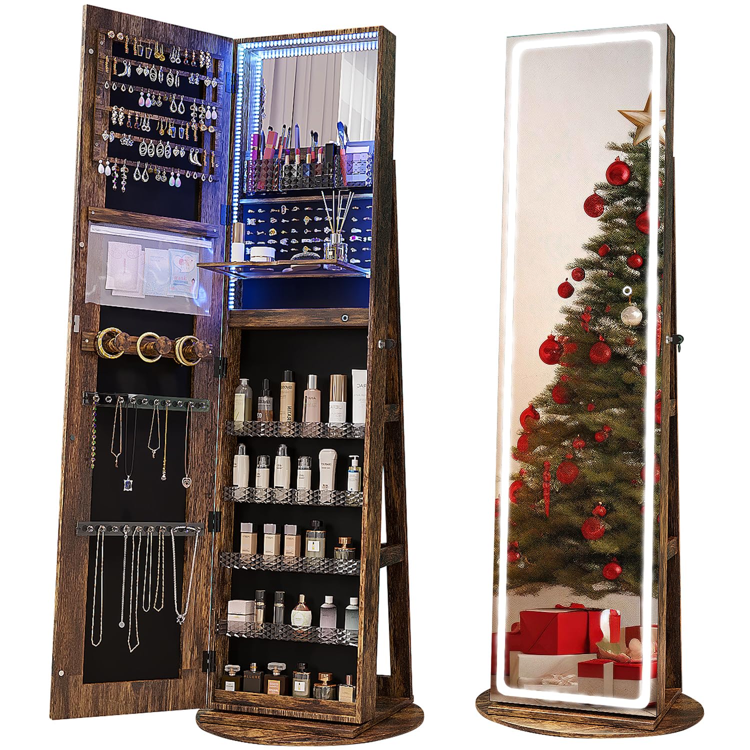 Swivel LED Mirror Jewelry Armo - Full Length Mirror Jewelry Armoire review and price